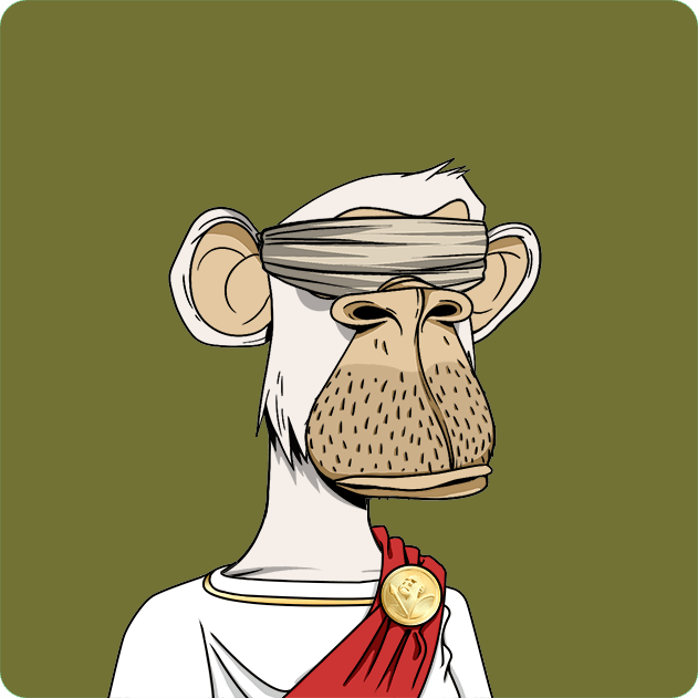 The image features a cartoon monkey wearing a red cape, holding a gold coin in its hand. The monkey appears to be dressed as a king or queen, with a crown on its head. The background of the image is green, which complements the overall theme and color scheme of the illustration. The caption below the image reads: "Ape #2393 Bought for 7.69 WETH 0xf762...b126 0x2bBb...90b3 etherscan.io/tx/0x46c226103 ... Return to Monke: opensea.io/collection/bor ... bored ape yacht club".
