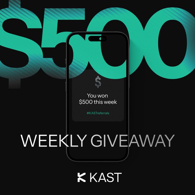 iphone displaying $500 and a message about a weekly giveaway on KAST's social media page.