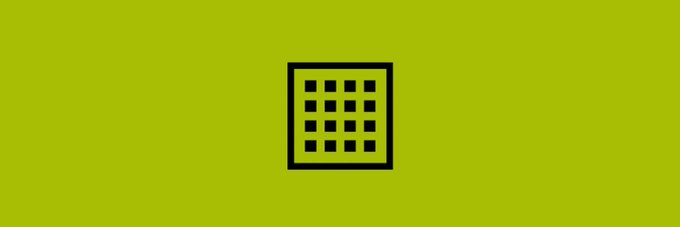 A green background featuring a black icon of a square grid with smaller squares arranged in a 3x3 pattern, symbolizing the crypto/NFT collection referenced in the post about OpenSea.