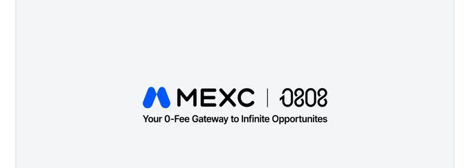 The image displays the MEXC | 0808 logo with the tagline "Your 0-Fee Gateway to Infinite Opportunities," reinforcing the platform's commitment to zero trading fees. This visually aligns with the post's observation that MEXC's fee reduction strategy was not a one-time campaign but an ongoing, direction-driven initiative that evolved into a core brand pillar.