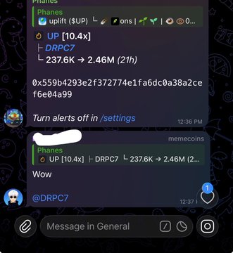 A Discord chat shows Phanes bot reporting a Phanes token at $0.5596 with a 21-hour gain from 237.6K to 2.46M on Pump.fun (10.4x), prompting a user to reply "Wow" and tag @DRPC7, referencing their messy hair during a Pump.fun P&L celebration.