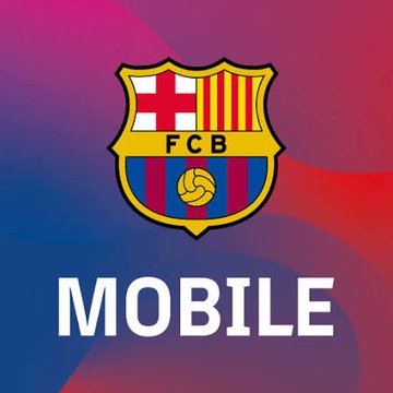 The image displays the FC Barcelona (FCB) club crest above the word "MOBILE" on a red and blue gradient background, representing Barça Mobile as the official mobile partner of FC Barcelona. This visual ties into the post's announcement about Barça Mobile partnering with Wirex, Crossmint, and Stellar to develop an in-app digital wallet.