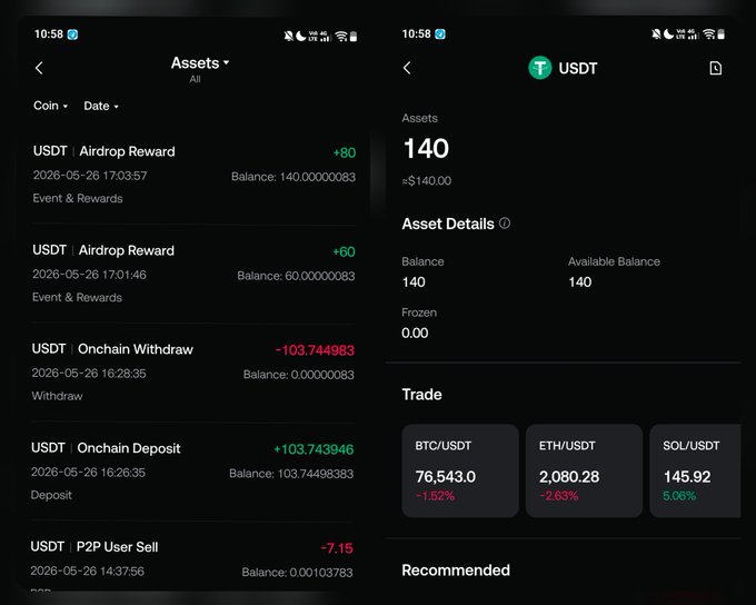 The image shows a screenshot of a mobile device screen displaying information about Bitcoin trading. The screen displays various data, including the current value of Bitcoin at 140 USDT, the balance of the user's account, and the recommended actions for trading. There are also recommendations on how to trade Bitcoin, such as using @Gate Exchange or @Airdrop reward points.