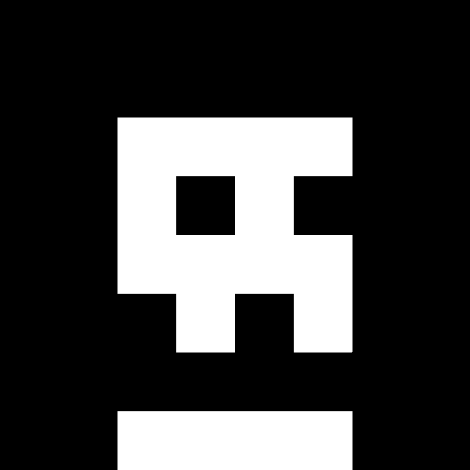 A bold black-and-white graphic featuring a stylized, pixelated 'B' logo, commonly associated with the Bitcoin cryptocurrency.