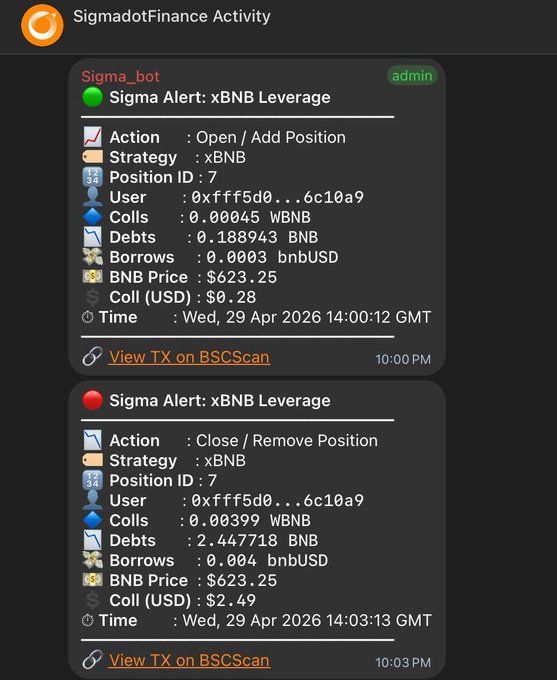 The image shows a screenshot of a smartphone screen with a message pop-up box that appears to be from a trading platform such as XNB trading bot or Sigma Finance Activity. The message informs users about new transactions taking place on an xBNB exchange, providing real-time information on positions and trades happening at the moment. The text suggests an alert system in place for traders to stay informed of any changes related to the xBNB market. This information is valuable for those interested in investing or monitoring xBNB activity.