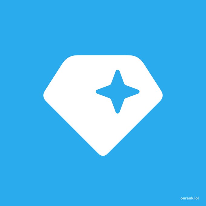 A minimalist logo featuring a white diamond/gem shape with a blue four-pointed star in the center, on a bright blue background, credited to onrank.lol.