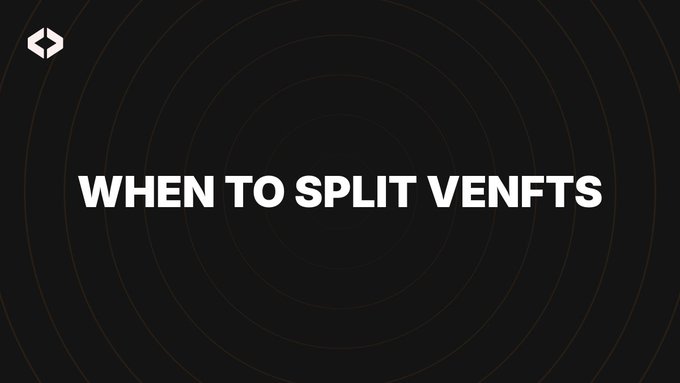 A title card with the text 'WHEN TO SPLIT VENFTS' on a dark background with circular pattern, featuring a small logo in the corner.