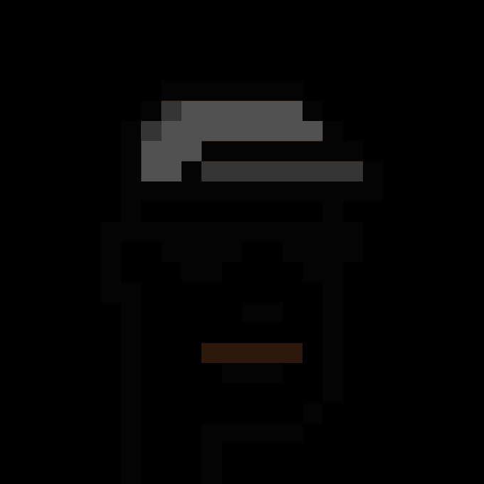 A pixel art sprite of a gray helmeted character or object on a black background.