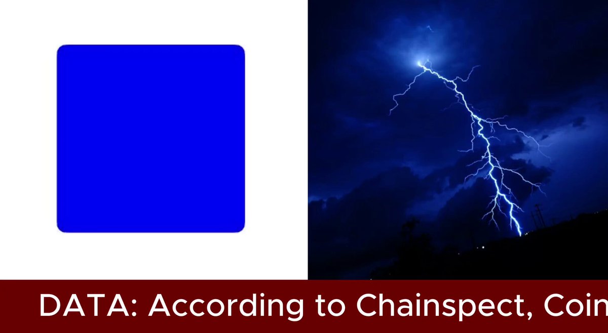The image features a square blue shape with white borders, set against a backdrop of a stormy sky with lightning bolts. The text above the blue square says "Data:: According to Chainspect Coin", while below it says "Coinbase's @Base Network is LITERALLY faster than ever." This description seems to connect the storm depicted in the image with the lightning-related data provided byCoinbase, creating a connection between weather and digital assets. The overall visual impact of this pairing could potentially engage viewers who are interested in both weather conditions and coin trading or investing.