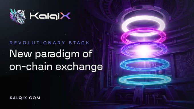 The image features a poster with a purple ring design, which is the main focus of the image. The background of the poster has a dark color, making the purple ring stand out prominently. The text on the poster reads "New Paradigm of On-chain Exchange", indicating that there's a new approach or concept being introduced in the world of cryptocurrency and blockchain technology.