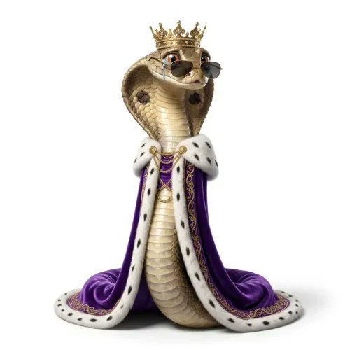 A cartoon snake wearing a purple robe with gold trim sitting upright, holding a crown above its head and sunglasses on top of its head, with an overlay that says "BRAINROT #1580", suggesting this as part of a Marvel movie or other franchise involving the character Brainrot from The Simpsons. The image is priced at 0.052 WETH (which means "worth 0.52 cents") and has been sold for 0.087 WETH on eBay, with someone saying they are willing to pay up to 8.8 WETH for it.