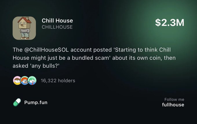 iced coffee advertisement for Chill House, featuring a cartoon character and text promoting the company's account on Twitter.