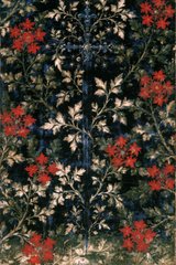 A botanical print with red blooms, white flowers, and gold accents set against a deep navy background, showcasing the "Aces of Swords & Coins" digital art edition available on SuperRare.