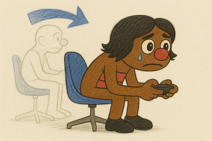 A sad, sweating cartoon character sits hunched over in a blue chair, anxiously gripping a phone, while a ghostly figure behind them sits empty with a blue arrow pointing away from it—symbolically representing the departure of past commitments and the uncertain fate of Rootlets holders following the Suilend announcement.

The image illustrates the post's concern about Rootlets NFT holders feeling anxious and abandoned after being left unmentioned in the Suilend protocol update, with the ghostly figure representing the fading of past promises and the distressed character embodying holders' worry about their assets' future.