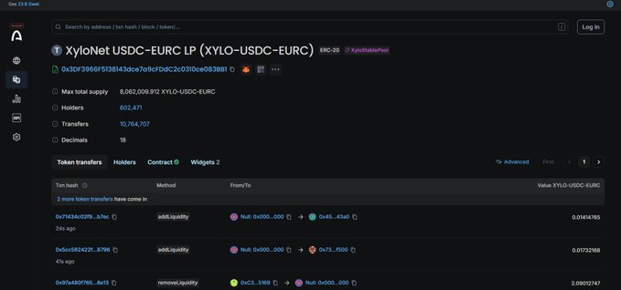 The image shows a screenshot of an online marketplace or auction site, displaying a computer screen with various items up for sale. Among these items are several pieces of jewelry at different price points. The auction page lists these items along with their respective descriptions, and the text indicates that this is a testnet server set up by XyloNet USDC-EURC. The post suggests that the servers are rank 7 in Arc's testnet and could potentially be part of a larger cryptocurrency network or financial infrastructure.