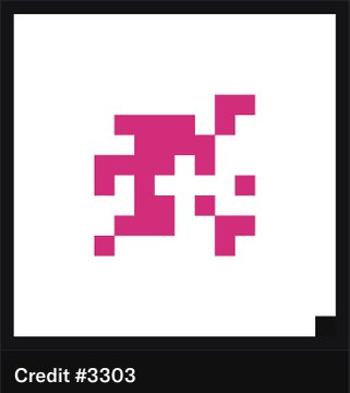 A pink pixelated 8-bit style graphic design with the text 'Credit #3303' at the bottom.