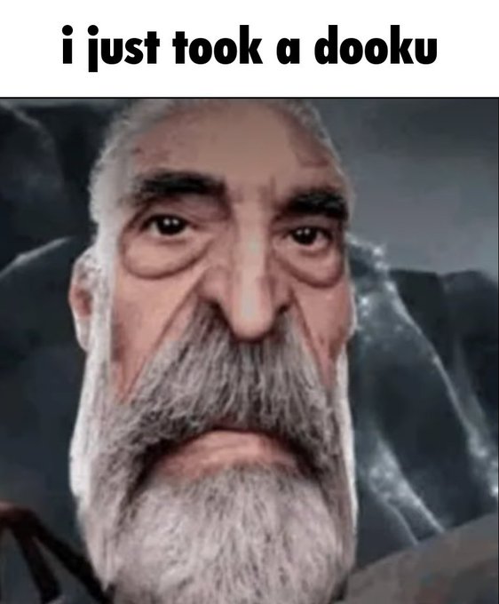 The image features an older man with a long beard wearing glasses and a mustache, who appears to be staring at the camera. The caption reads "I just took a doku", which seems to be a reference to a popular video game or streaming platform.