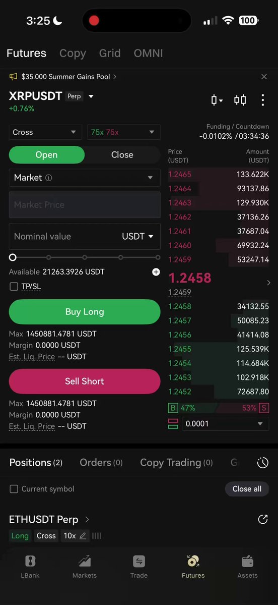 In the image, there is a stock trading app displaying various information about different stocks and positions held by users. One of the stocks shown in the app has the price of $XRP rising to $1,350, while the other has a value at $70,000. It appears that an individual opened a long position worth $146,000 worth XRP when Bitcoin is expected to hit 70,000. If Bitcoin does indeed rise to this level or even higher, it would mean the user will make a profit of at least 5 million TL from their investment. The app also shows the user's current positions and other trading strategies, providing insights into how they manage their stocks and investments in real-time.