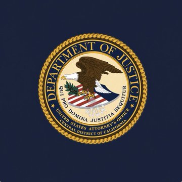 The image shows the official seal of the **United States Department of Justice**, specifically identifying the **Central District of California** and the offices of the **United States Attorney**. The seal features a bald eagle, shield, and Latin motto "QUI PRO DOMINA JUSTITIA SEQUITUR."

This seal accompanies the post announcing the sentencing of Adam Iza, reflecting that he was prosecuted and convicted by federal authorities from this DOJ district, leading to his combined 21-year sentence for fraud, tax evasion, conspiracy, and attempted bitcoin robbery.