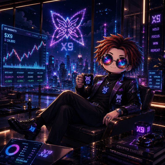 The image features a man sitting in an office chair, wearing sunglasses and holding a cup of coffee. He has a laptop open in front of him, suggesting that he might be working or studying. The background shows a city skyline with buildings illuminated by neon lights, creating a futuristic atmosphere. The post about Crypto spending billions on security and decentralized computing is related to the image because it highlights the importance of secure and decentralized systems for protecting sensitive information and data. This can be seen as an extension of the man's own need for privacy and security in his office environment.