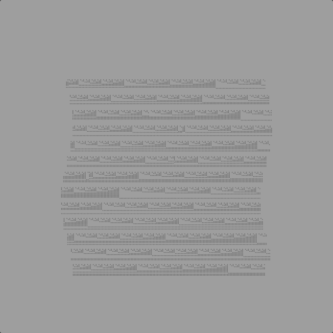 A document displayed as ASCII art showing lines of unreadable text characters arranged in paragraph format on a white background.