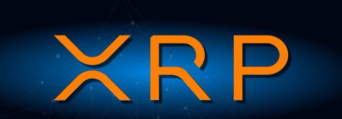 The image displays the orange "XRP" logo (the ticker for the Ripple cryptocurrency) against a dark blue background with a subtle network-like pattern. The logo's prominent placement visually reinforces the post's motivational message directed at the XRP community, tying the visual branding directly to the encouragement for holders to stay committed for their families' future.