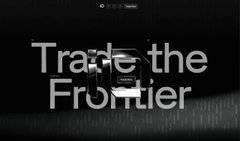 Black and white vertical image showing the text 'Track the Frontier' displayed on what appears to be a screen or monitor with a distorted, glitchy effect.