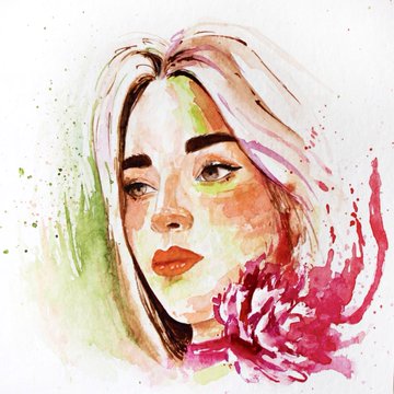 A watercolor portrait of a woman with flowing hair adorned by a vibrant pink rose accompanies a Tezos-themed post celebrating #TEZOSTUESDAY with the "Undertow" NFT, a unique 1/1 listing priced at 188 XTZ.