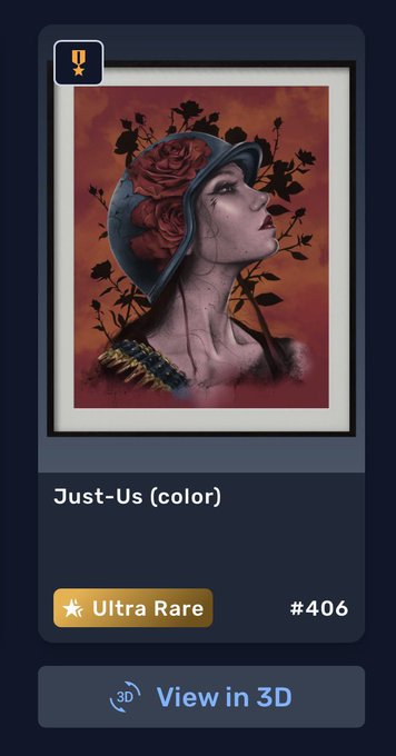 The image shows a digital display of a painting, which appears to be a portrait or a woman's face with flowers on her head. The painting is described as an "OG art collectible" and has been a part of someone's collection for quite some time. It seems that this person has decided to share the photo with others by tagging it in a post on social media, possibly to showcase their interest or appreciation for the artwork. The image also includes a hashtag (#goodmorning) which could be related to the painting or the artist who created it.