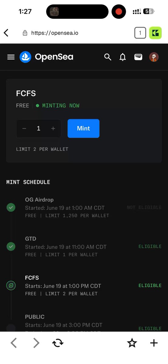 The image shows a phone screen displaying a webpage from OpenSea with a green header and white text, including a list of transactions for a cryptocurrency called Bitcoin Cash. The user has to reconnect after every transaction due to a bug or issue with the OpenSea platform.