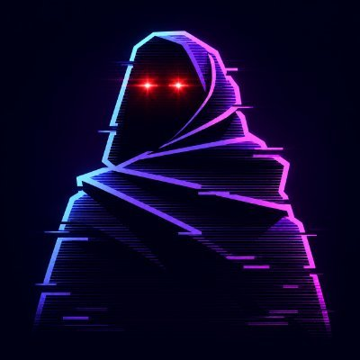 A hooded figure with glowing red eyes appears in a glitchy, neon-lit aesthetic featuring purple and blue scanline distortion effects. The digital art visualizes the "Var Mode" concept, with the character's fragmented, pixelated appearance evoking a sense of variable data streams or stylized mode settings.