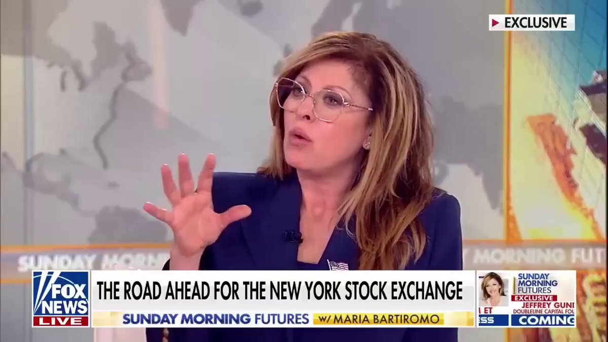 The image features a woman wearing glasses, talking about the stock market with her hands outstretched as if she's giving a speech or explaining something important. The text "RIPPLE partner securitize just posted this" suggests that there might be an article related to the stock market in the news.