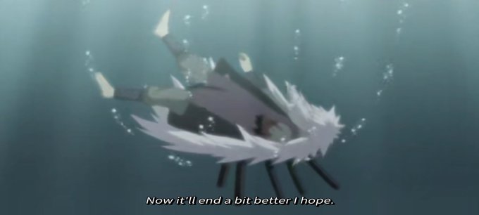 An anime scene showing a character swimming underwater, accompanied by the subtitle 'Now it'll end a bit better I hope.'