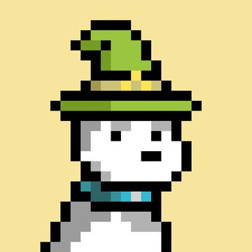 A pixel-art white Shiba Inu dog wearing a green and brown adventurer's hat, which appears to represent the "Doginal Dog" referenced in the post—a mascot symbolizing loyalty and resilience in the crypto market. The retro gaming style gives it a nostalgic, determined feel that complements the post's message of perseverance.