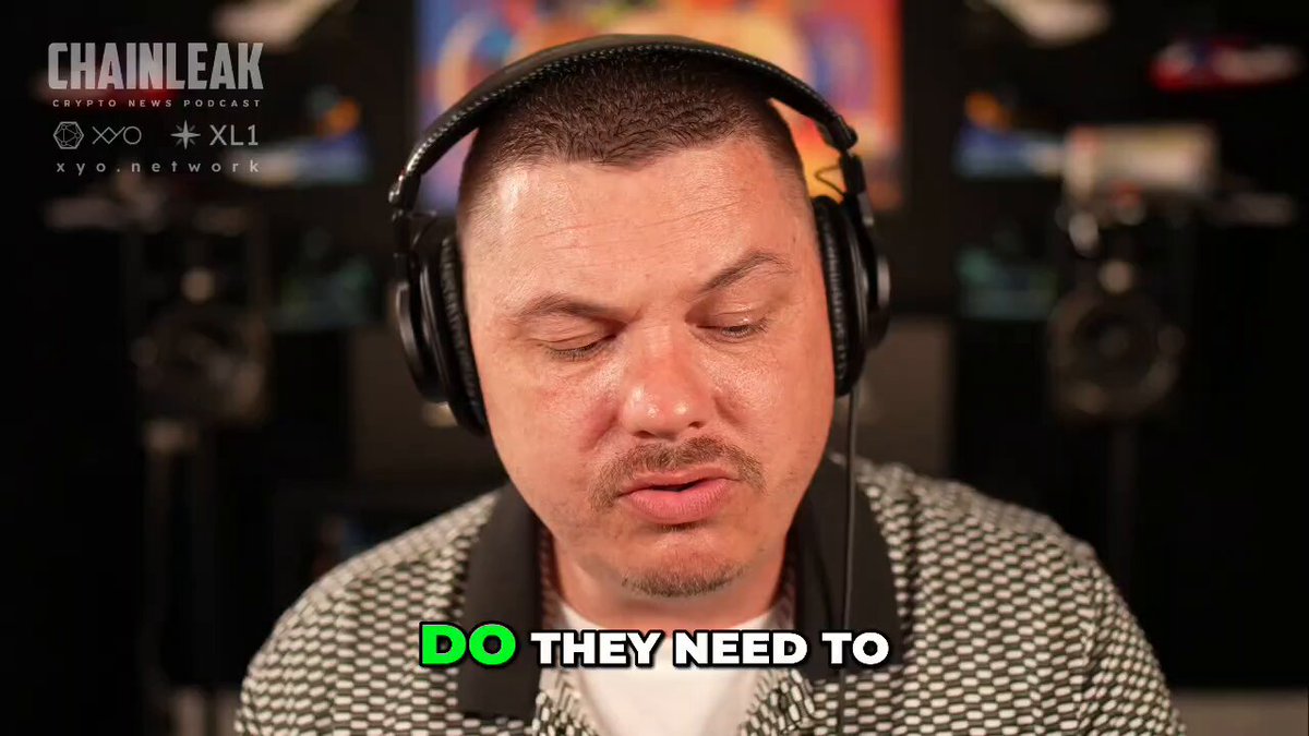 The image features a man wearing headphones, with the words "Do they need to?" written above his head. The background of the image shows speakers or audio equipment, suggesting that this might be related to a podcast or video about Quantum Resistance.