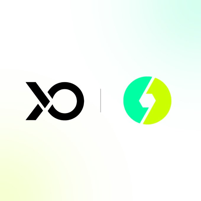 A simple graphic displaying a black "X" and "O" logo next to a green and yellow circular logo on a white background.