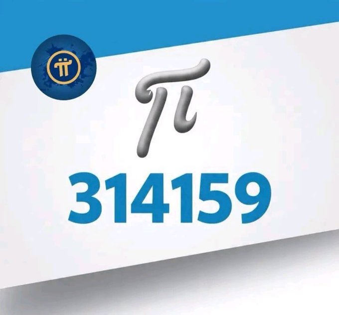 A promotional graphic for the Pi cryptocurrency, featuring the Pi logo and the symbol π alongside the digits '314159' on a white and blue background.