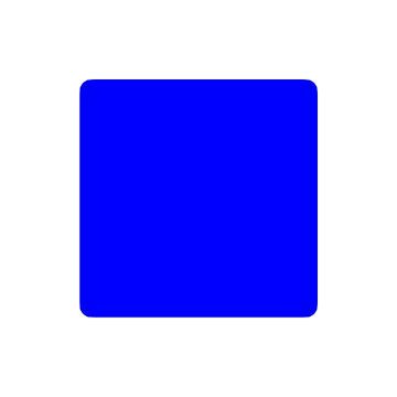 The image features a square block painted in blue, sitting against a white background. It appears as if the blue block is floating or hovering above an empty space without any other objects around it. The block is centrally located within the image.