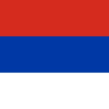 The national flag of Serbia, featuring horizontal stripes of red, blue, and white.