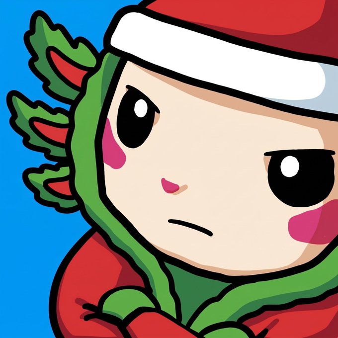 The image features a cartoon character with a red shirt, green hat, and a green scarf wrapped around their neck. The character has a serious expression on their face as they look directly at the camera. The caption below the image reads "I guess I'm a slavic $chog maxi now". This suggests that the character is wearing a traditional Slavic garment or outfit, possibly inspired by Russian culture.