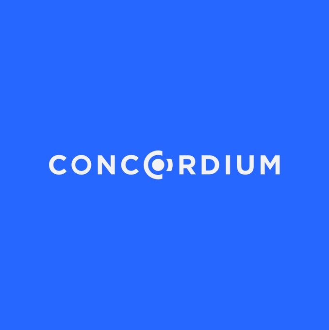 A blue Concordium splash screen displays the white “CONCORDIUM” logo centered on the image. It serves as a branding graphic accompanying the post about Concordium’s Agent Registry growth and adoption across AI-agent platforms.