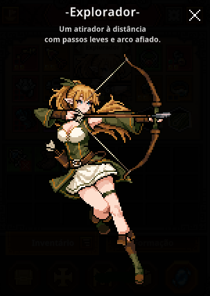 The image features a woman dressed as a princess with a bow and arrow, standing against a black background. The text displayed on the screen reads "Exploration" followed by "Exploration - Exploração", which suggests that this scene is part of an adventure game or story. The girl in the image appears to be engaged in a virtual activity, possibly exploring a digital world or completing tasks within the game.