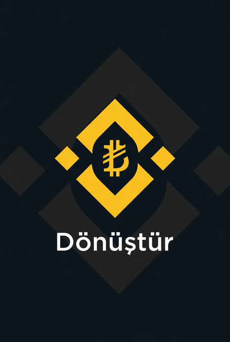 The Binance logo (yellow and white) on a dark blue background with the Turkish word 'Dönüştür' (Convert) written in white text below it.