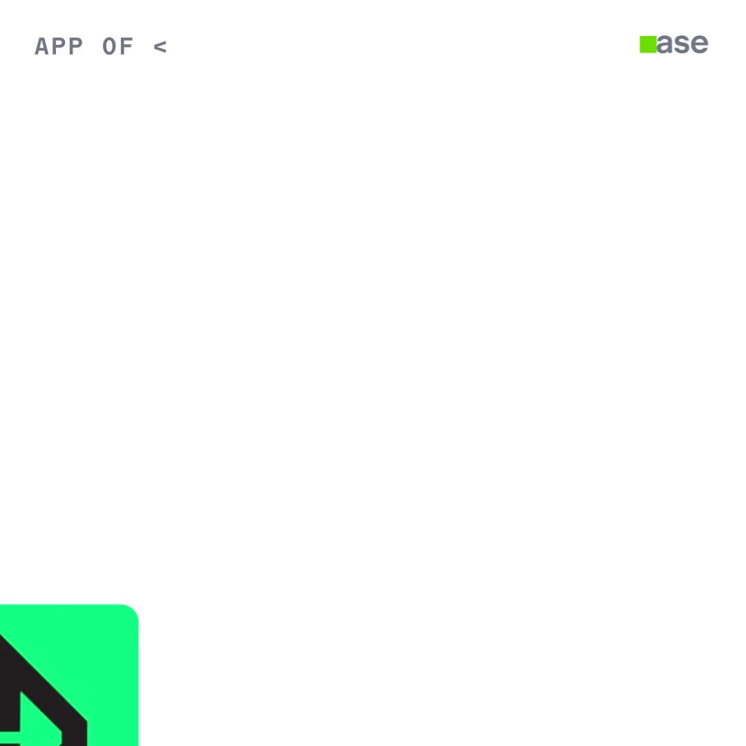 The image features a white background with a green square logo positioned at the bottom right corner of the frame, which has been edited to include text. The text reads "@base keeps proving why it's one of the most active ecosystems right now". This implies that the image is related to an app or platform named @base and highlights its importance in the current market.
