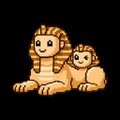 Two cartoon lions sit together against a black background, appearing as a friendly pixelated illustration. The image seems to symbolize the post-quantum security duo, possibly "watching over" or guarding Bitcoin as it faces the looming quantum computing threat, complementing the post's announcement of Blockstream's new post-quantum signature scheme.