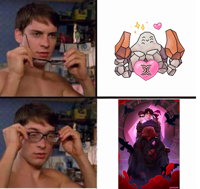 A four-panel image shows a young man taking off glasses in the left panels, paired with a cute rock crystal holding a heart on the right, and a more detailed, professional illustration of a seated figure with a crow below it. The "SAIGON" artist signature appears in the bottom right, and the comparison visually represents the creator's artistic growth from simple beginner art to polished, detailed work, mirroring the Seismic blockchain's evolution from its early stages to its current privacy-focused platform.
