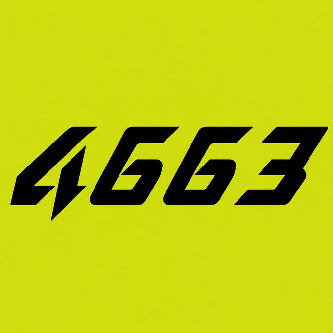 A bright yellow square image featuring a stylized black logo with the number '4663' and a lightning bolt symbol.