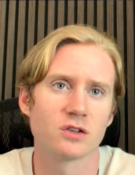 A man with blonde hair is shown in a close-up shot, likely speaking during a video interview or podcast. The image accompanies a quote attributed to Will Clemente about the potential impact of pension funds allocating just 1% to Bitcoin, which could equate to a $7 trillion influence on the market.