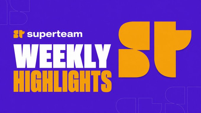 Purple and orange logo banner for "Superteam Weekly Highlights" featuring the stylized "st" logo.