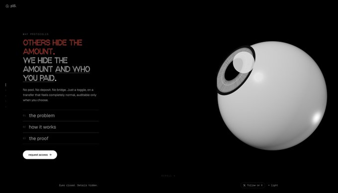 A sleek dark webpage for "Railgun, RailStation 3.0" with red and white text declaring "OTHERS HIDE THE AMOUNT, WE HIDE THE AMOUNT AND WHO YOU PAID," alongside a 3D rendering of a glossy white sphere featuring a circular dial detail, likely promoting the privacy-focused crypto project mentioned in the airdrop guide.